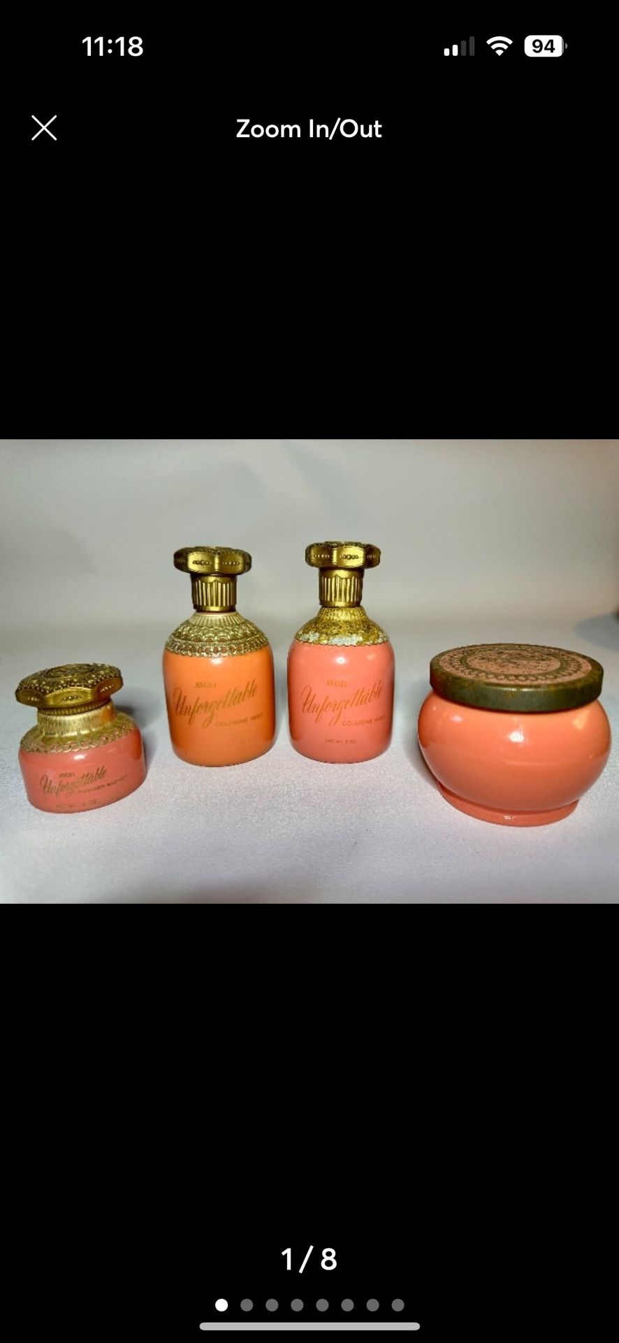 Avon Vintage Pink Set of 4 Unforgettable fragrance and jars.