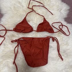 Med rust brown y2k vintage retro bikini swimsuit festival rave bathing suit  