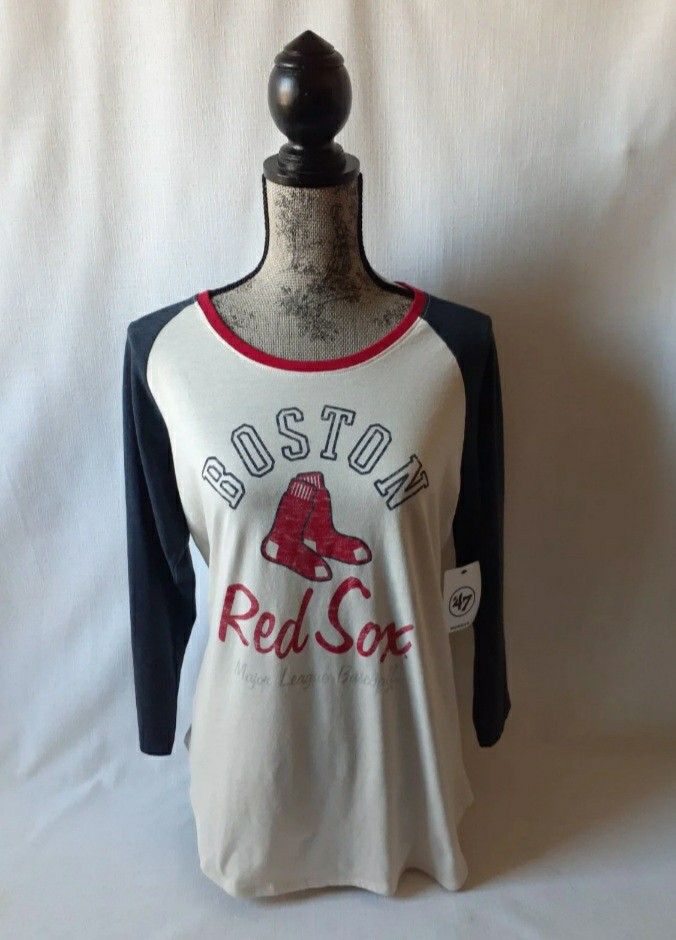 47 Brand Boston Red Sox women's navy/beige long-sleeve graphic t-shirt size L