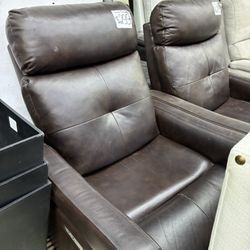 Dark Brown Leather Swivel Recliner