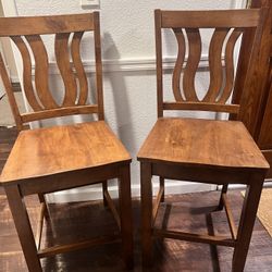 Two Wooden Bar Stools