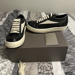 Rick Owens vintage black leather vans Brand new in the box, extra laces included  Size 43, US mens 9.5