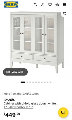 White Glass Door Display Cabinet with Drawers