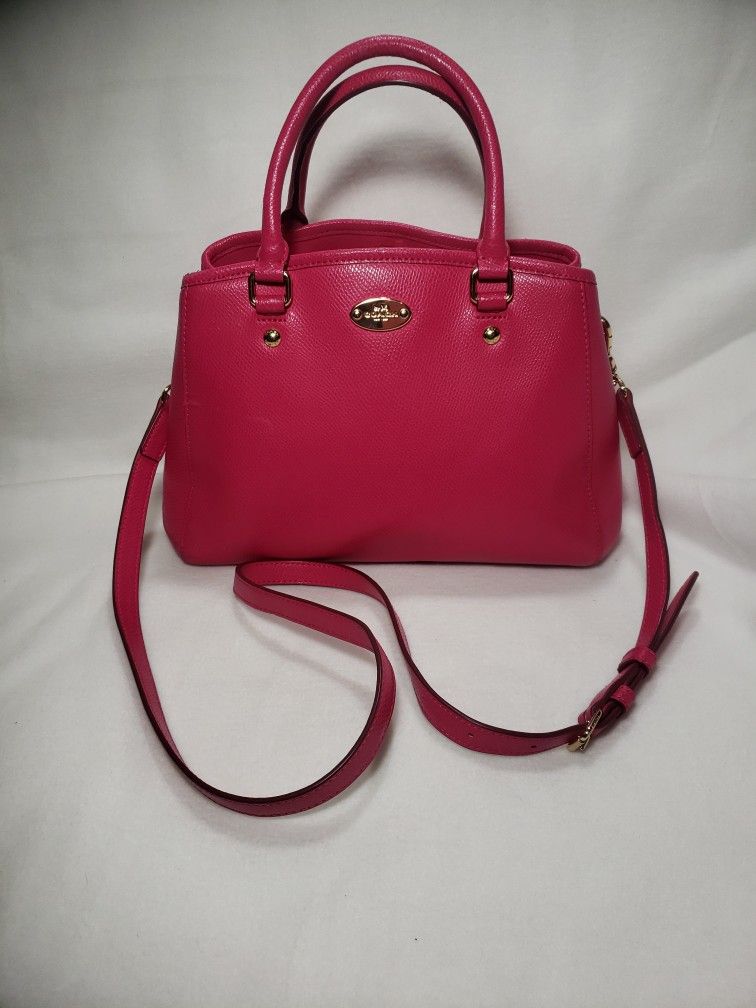Coach Hot Pink Leather Crossbody Satchel Bag Purse