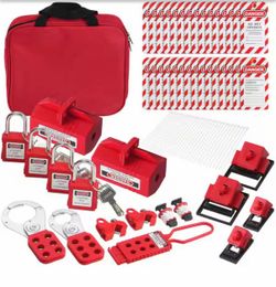 SVOPES 47-Pieces Electrical Lockout Tagout Kit, Safety Loto Kit with Padlocks, Tags, Hasps, Plug and Circuit Breaker Lockouts