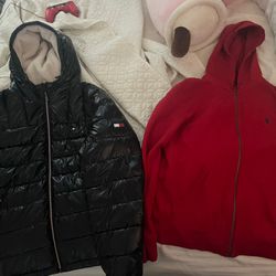 Tommy Hilfiger Puffer Jacket Medium& Red Medium Polo Jacket 