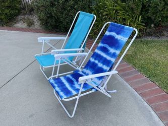 (2x) Folding  Beach Chairs (Adjustable High backs Backpack Style)