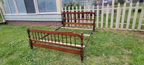 Vintage Wood Low-Profile Queen Bed