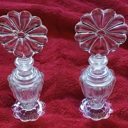 PAIR CUT CRYSTAL GLASS ART DECO PERFUME BOTTLES - $45 (Washington Park, i25 and Alameda, Denver)