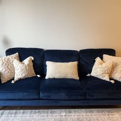 *Free Delivery* Blue Velvet Modern Living Spaces Couch Sofa 3 Seater