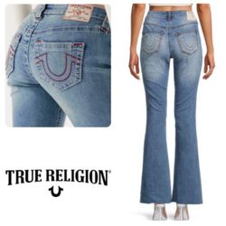 True Religion Becca Mid Rise Big T Boot Cut/Flare jeans (28)