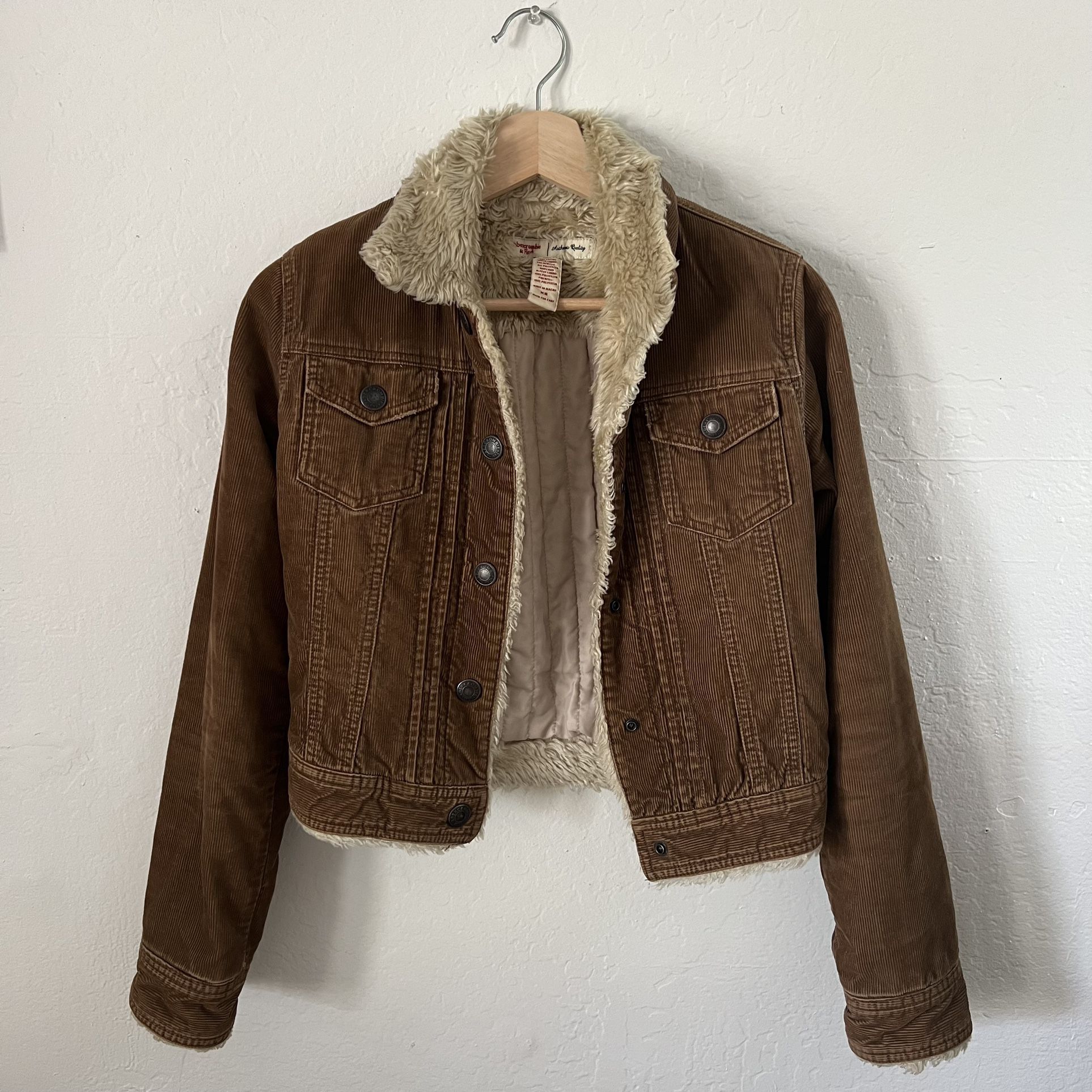 Abercrombie & Fitch Women’s XS Brown Corduroy Fur-lined Jacket