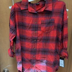NWT Art class Long Sleeve Red Plaid Button Down Shirt Boys Size L(10/12)