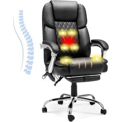 Executive Office Chair W/ Adjustable Lumbar Support,Massage Office Chair for Adult,Black