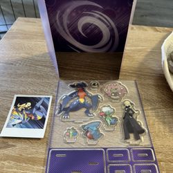 Pokemon Cynthia's Garchomp Acrylic Standees/Sticker + 4 Activity Packs(NO CARDS) 