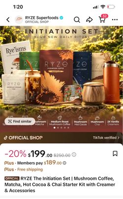 RYZE The Variety Set | Mushroom Coffee, Matcha & Hot Cocoa Starter Kit with Creamer & Accessories