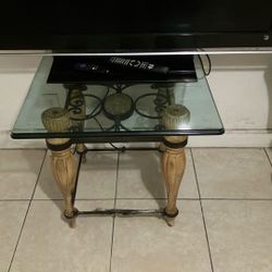 Glass Table / Queen Bed Mattress and Box Spring 