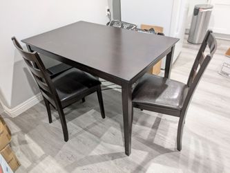 Dark Wood Dining Table with 3 Chairs