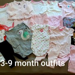 Baby Girl 3-9 Month 30-piece Mix & Match Wardrobe (Shirts, Pants)