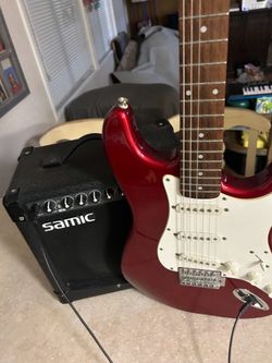 Fender squire Stratocaster and Samik amp.
