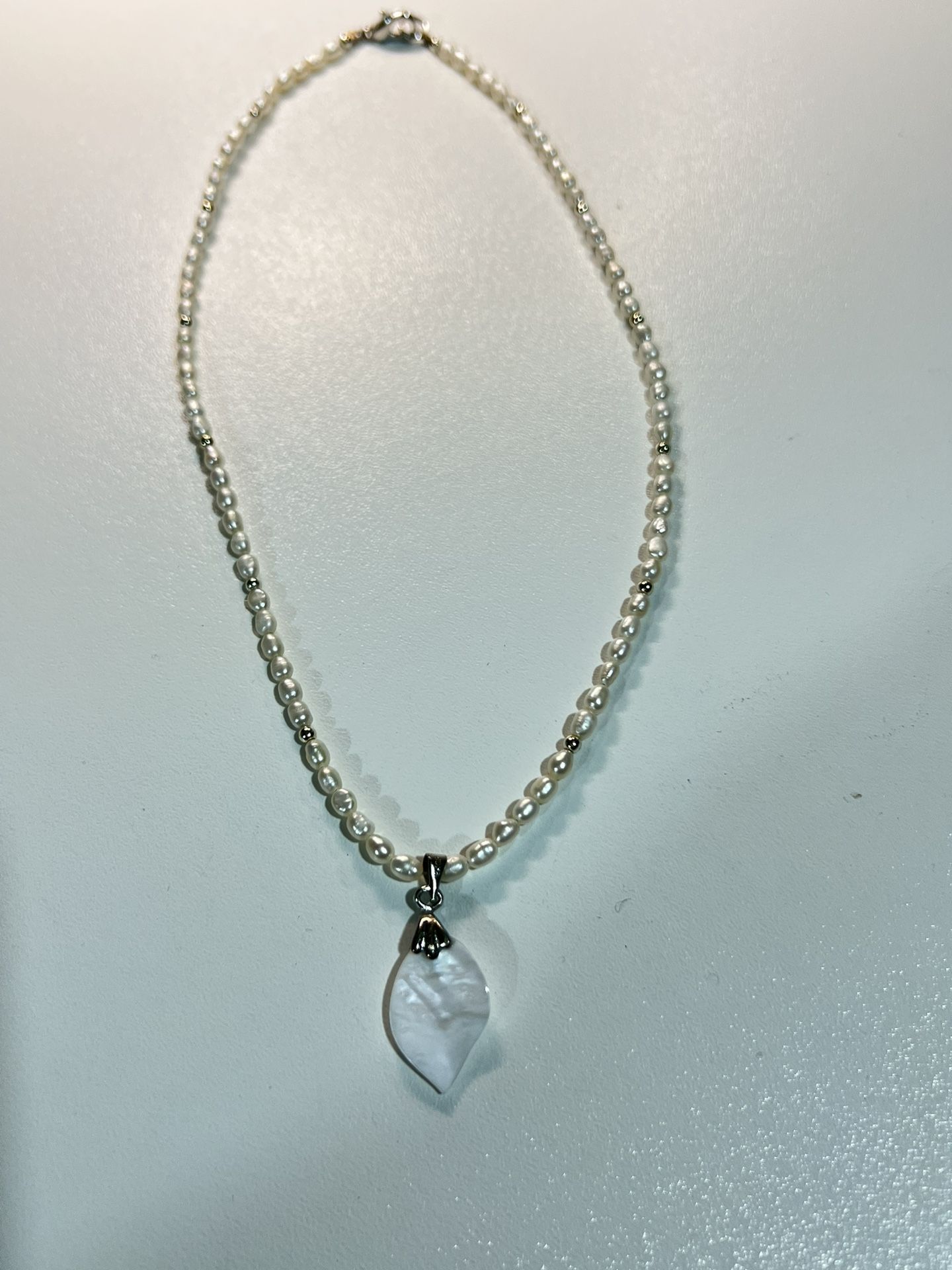 Vintage White Chalcedony Gemstone Pendant Necklace