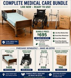 Hospital Bed + Wheelchair + Walker + Bedside Toilet – Make Offer - $695 (Inverness)