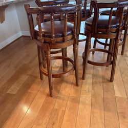 Solid Wood Swivel Bar Stools – 29” Seat Height – Set of 5– Excellent Condition
