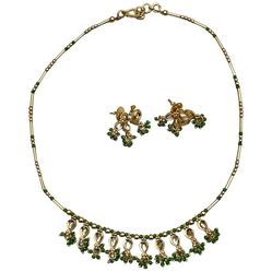Gold Kundan Green Necklace Set