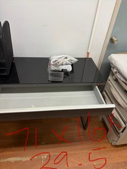 Grey Computer desk with glass table top