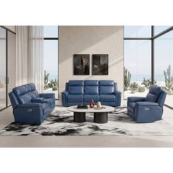 Different colors 3PC Real Leather Match Power Recliners Sofa Set w/ Power Headrest