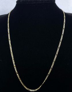 $725 Two Tone Yellow And White Gold Figaro Chain Necklace