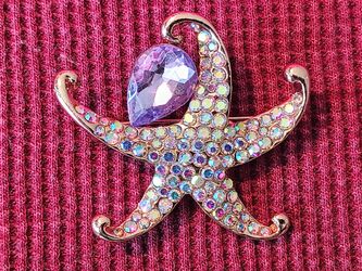 New Starfish Brooch with Sparkling Rhinestones