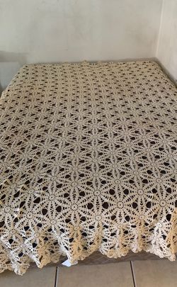Vintage crochet bed covered