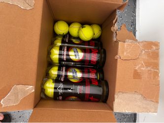 12 Unopened Penn Tennis Ball Cans + 4 New Balls + FREE Basketball