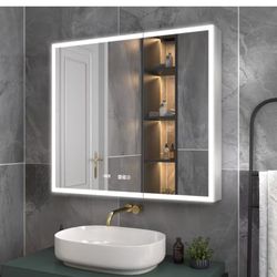 Led Lighted Bathroom Storage Cabinet 