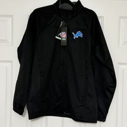NEW w/TAGS Men's Antigua Black Detroit Lions Full-Zip Jacket LARGE