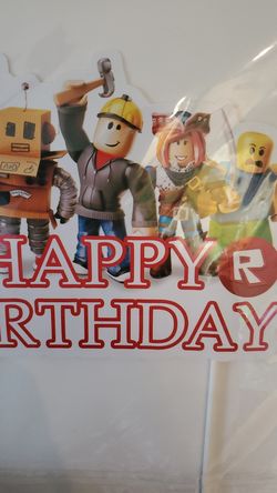 Roblox Cake Topper and banner