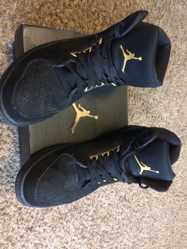 Nike Jordan 1 Flight 3 Basketball Shoes, #706954-016, Blk/Gold, Men's US Size 11.5