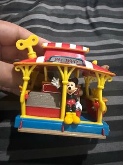 Vintage 1993 Rare Disney Mickey & Minnie Toontown Pullback Jolly Trolley Works