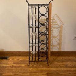 Vintage Wine Rack And Vintage “Karin” Balloon Crate & Barrel Wine Glasses 