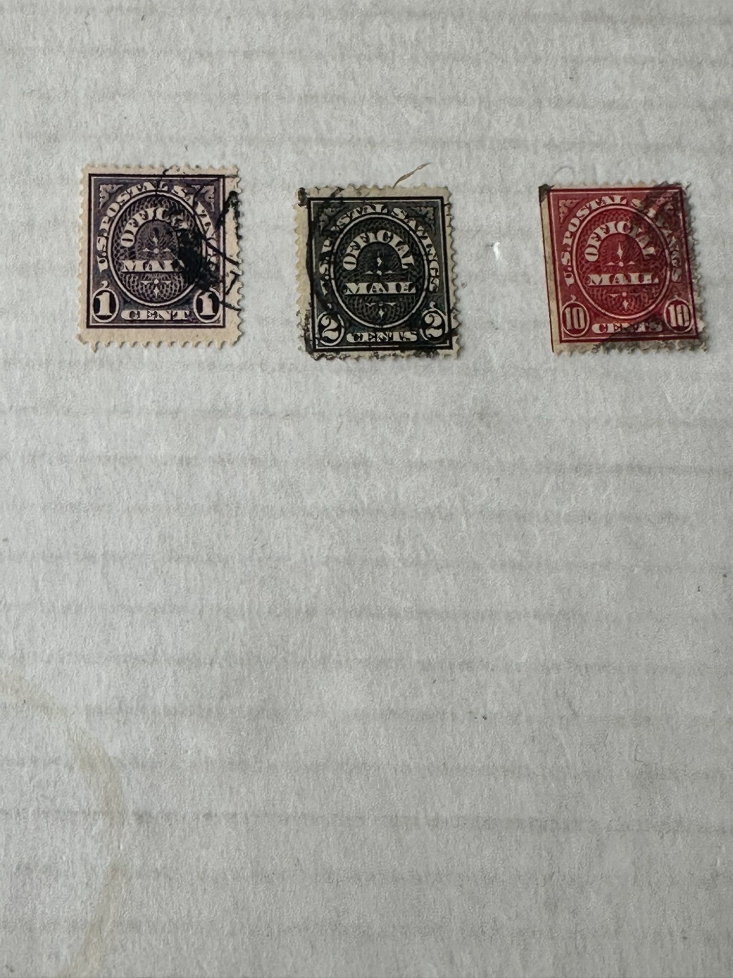 United States 1911 Set O124-O126 Stamps Used