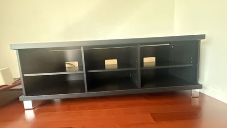 Black TV Stand (for 65” tv) with Open Shelves