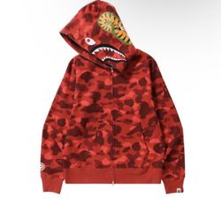 BAPE Color Camp Shark Full Zip Hoodie ‘red’