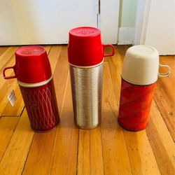 Vintage Camping, Hiking Lunch Outdoors, Thermoses Cabin Home Decor