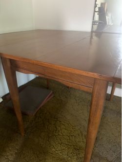 Mid Century Modern Walnut Extendable Drop Leaf Dining Table