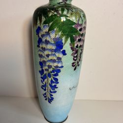 Japanese Enameled Flower Green & Purple& Pink 12”.1/4 X 4”.75