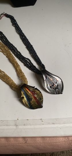 2 beautiful glass and beading necklaces - $ is for both !