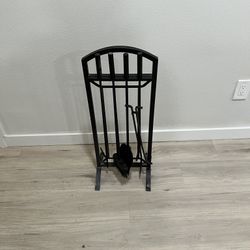 🔥 Fireplace Tool Set – Black Metal (Great Condition)