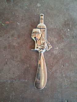 Silver Wine Themed Cheese Spreader Knife