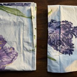 Pottery Barn 100% Cotton White On Floral 2 Standard Pillow Sham.